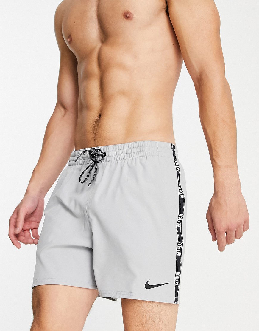 Nike Swimming logo taped swim shorts in grey