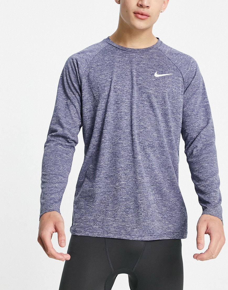 Nike Swimming long sleeve hydroguard top in navy-Grey