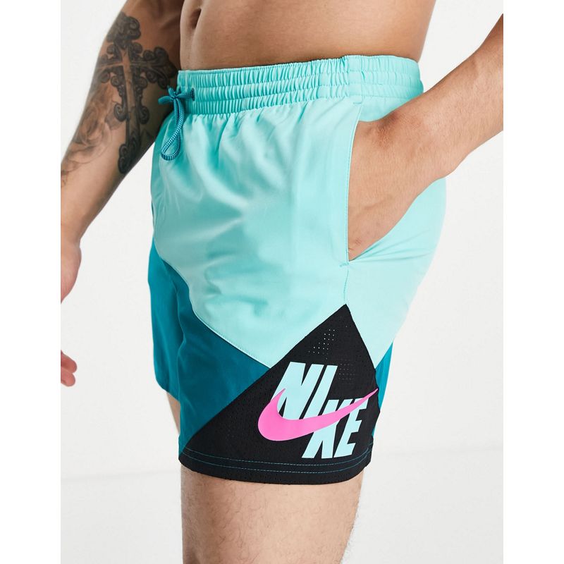 hiVAT Costumi Nike Swimming - Pantaloncini da bagno con logo Nike colorblock verdi