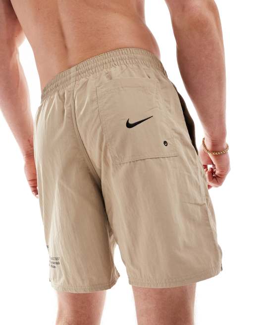 Nike Swimming Specs 7 inch volley swim shorts in khaki, 3 of 4
