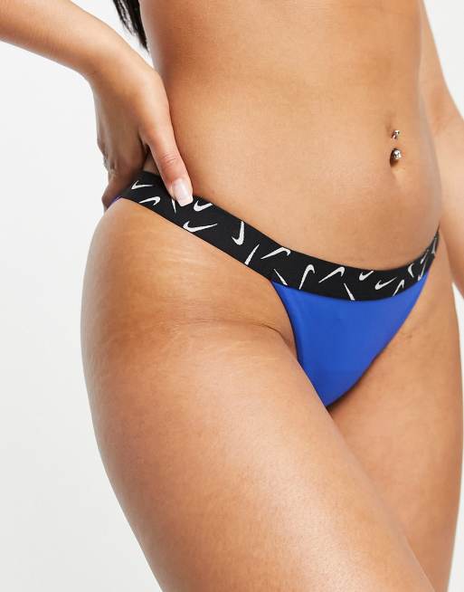 Nike Swimming - Swoosh - Blå bikiniunderdel logo-elastik
