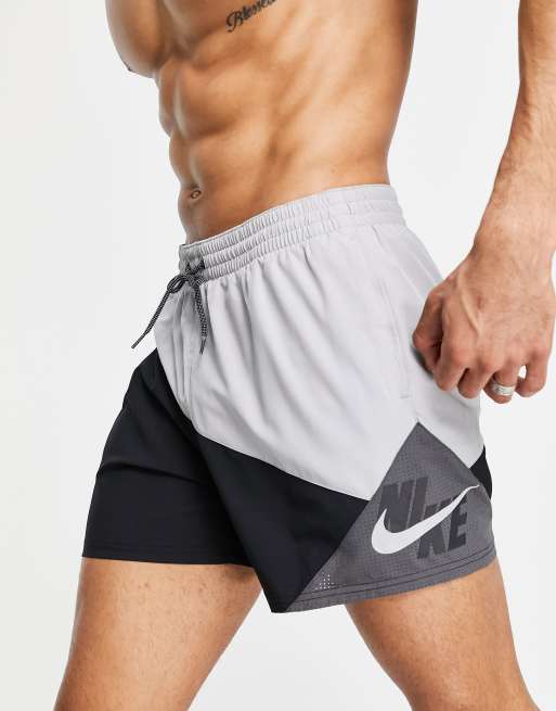 Black and white cheap nike swim trunks