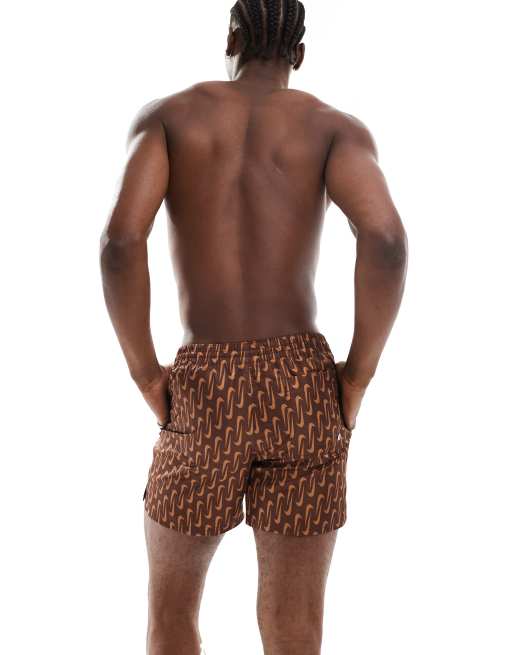 Nike Swimming Swoosh Link 5 inch volley shorts in brown, 4 of 4