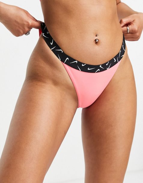 Nike Swimming Swoosh taped bikini bottoms in black