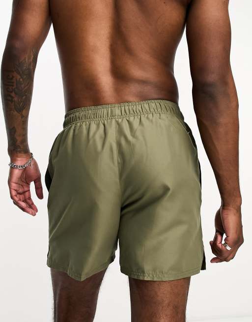 Nike Swimming Volley 5 inch large logo swim shorts in khaki