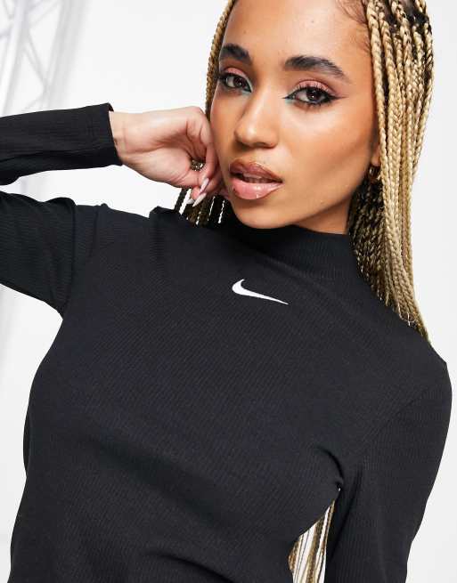 Nike Swish long sleeve mock dress in black ASOS