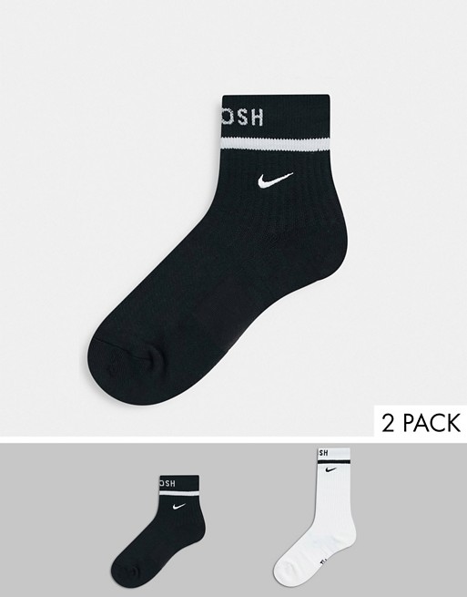 Nike Swoosh 2 pack socks in white/black