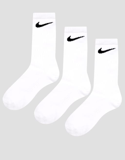 Nike Swoosh 3 Pack Crew Socks In White SX4704-101 | ASOS