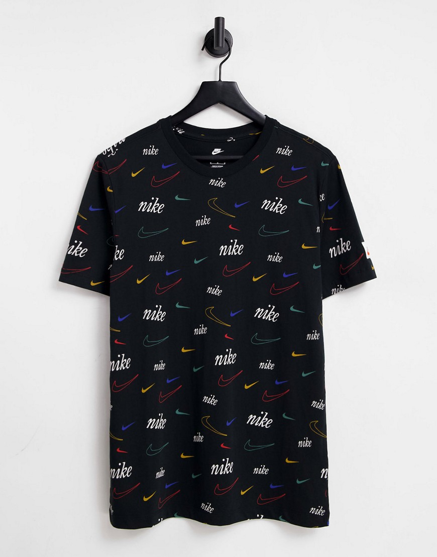 Nike Swoosh 50 all over logo print t-shirt in black