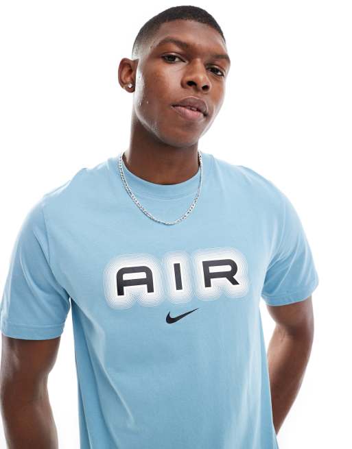 Nike Swoosh Air T Shirt in Hellblau mit Grafikprint ASOS