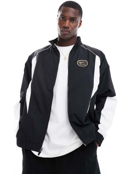 Nike Swoosh Air woven tracktop in black and white - view 1