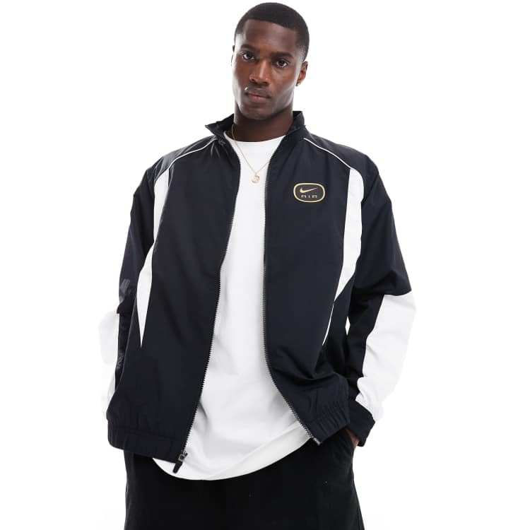 Nike Swoosh Air woven tracktop in black and white ASOS