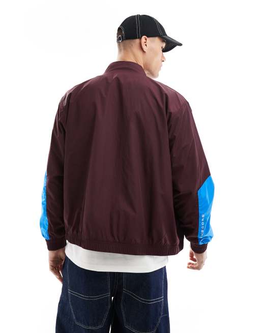 Nike Swoosh Air woven tracktop in brown and blue, 2 of 4