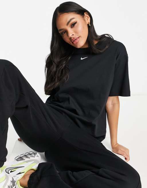 Nike Swoosh boyfriend Tshirt in black ASOS