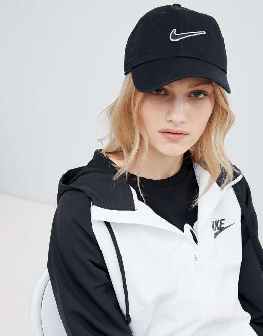 Black nike swoosh cap sale