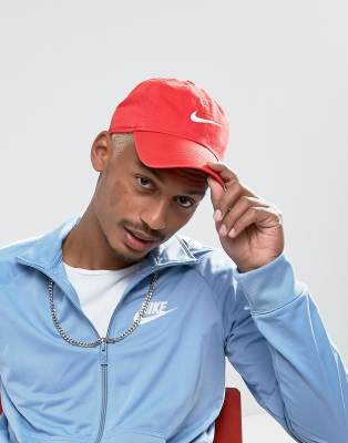 red nike swoosh cap