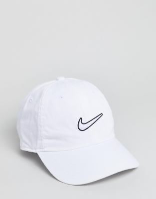 white nike swoosh cap