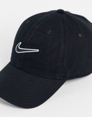 nike swoosh cap with embroidered logo in black