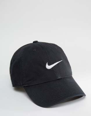 black nike hat with white swoosh