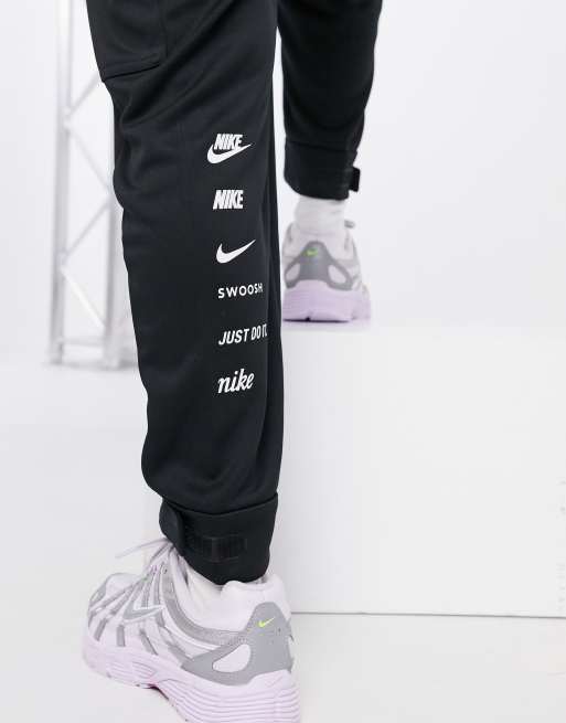 Nike swoosh cargo pocket sweatpants in black new arrivals