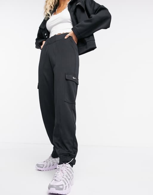 Nike swoosh cargo pocket joggers in black ASOS