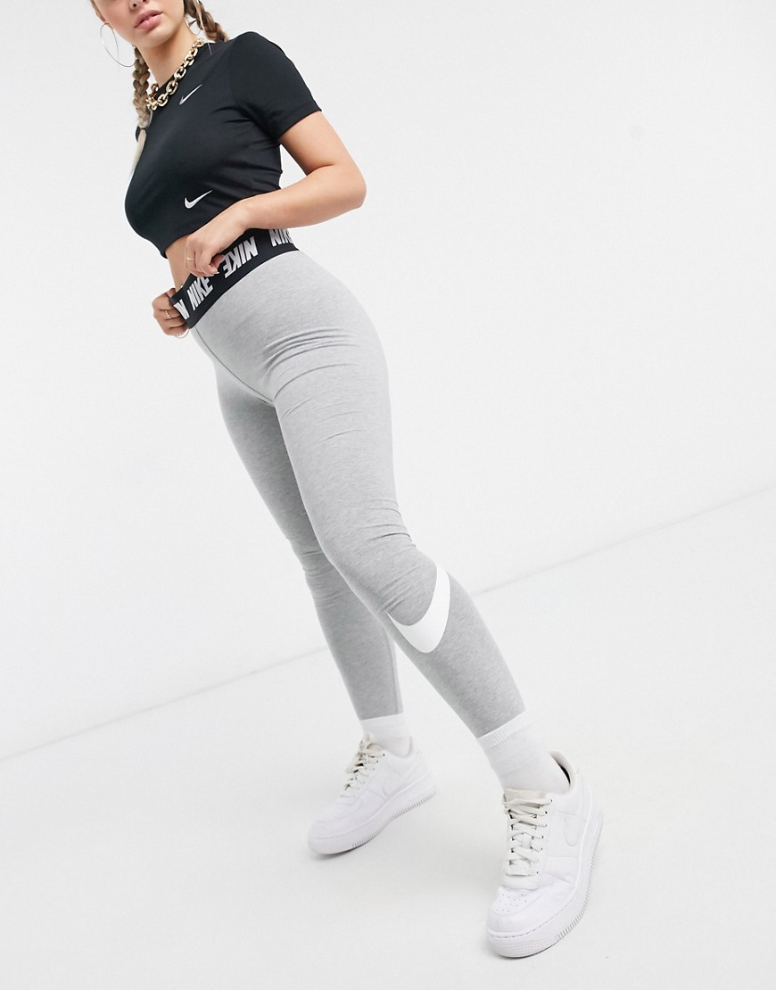 Nike Swoosh club leggings in grey-Black