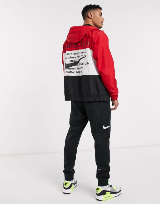 Nike swoosh woven hooded jacket hot sale