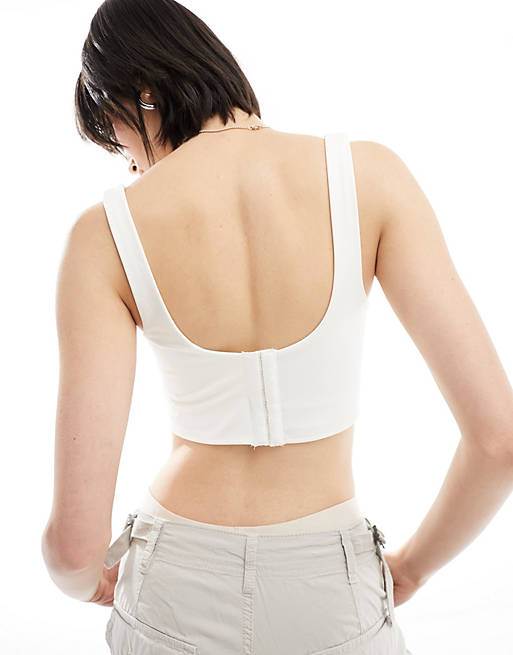 Nike swoosh corset bra in white