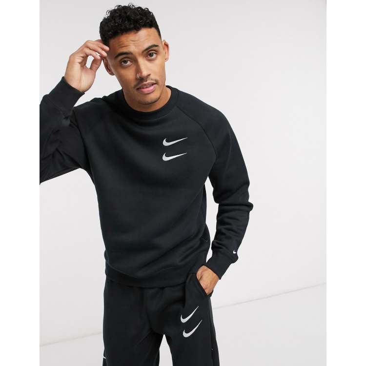 Nike Swoosh crew neck sweat in black