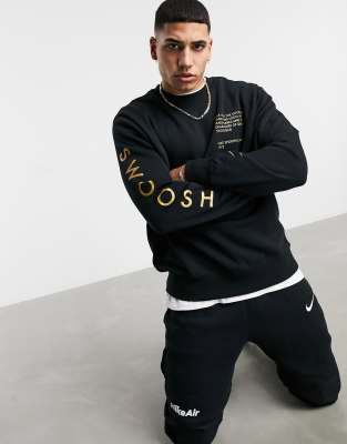 Nike Swoosh crew neck sweat in black | ASOS