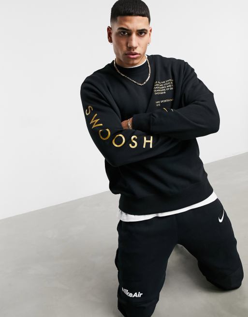 Nike Swoosh crew neck sweat in black