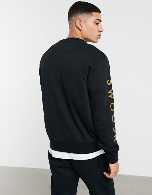 Nike Swoosh crew neck sweat in black