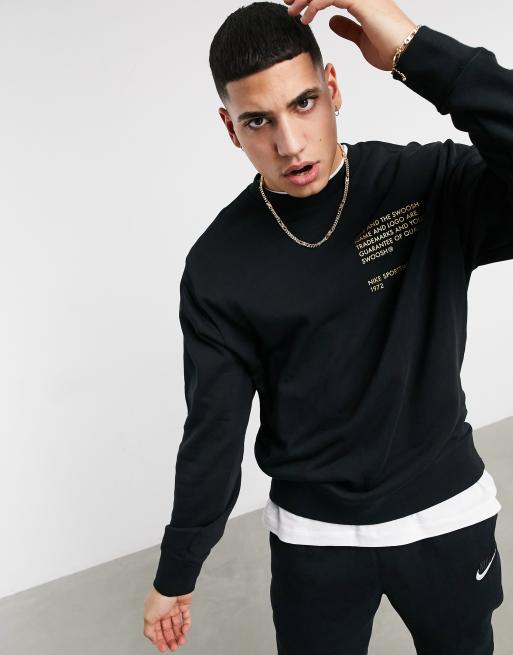 Nike Swoosh crew neck sweat in black