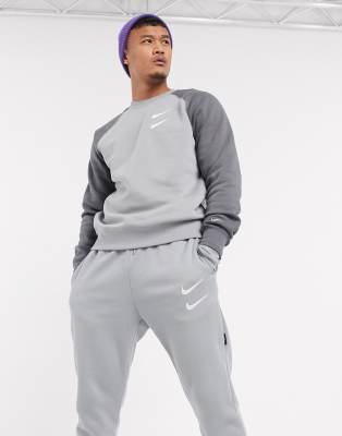 nike swoosh crew neck sweat in grey