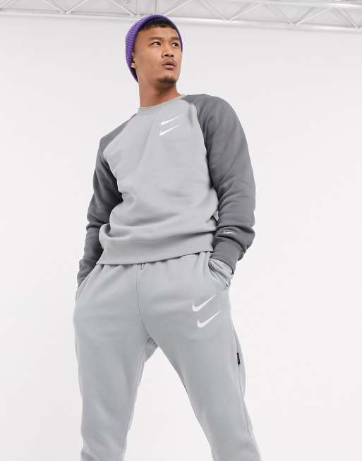 Nike swoosh crew neck sweat in grey new arrivals