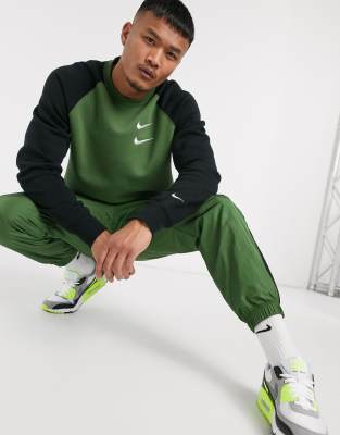 nike swoosh crew neck sweat in khaki