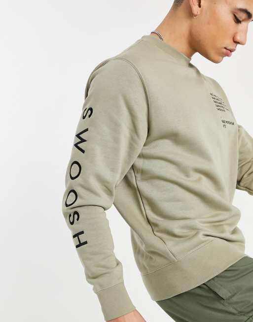 Nike Swoosh crew neck sweatshirt in khaki stone ASOS