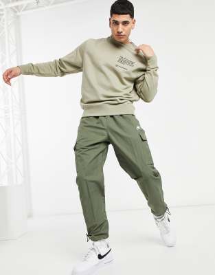 nike swoosh crew neck sweat in khaki