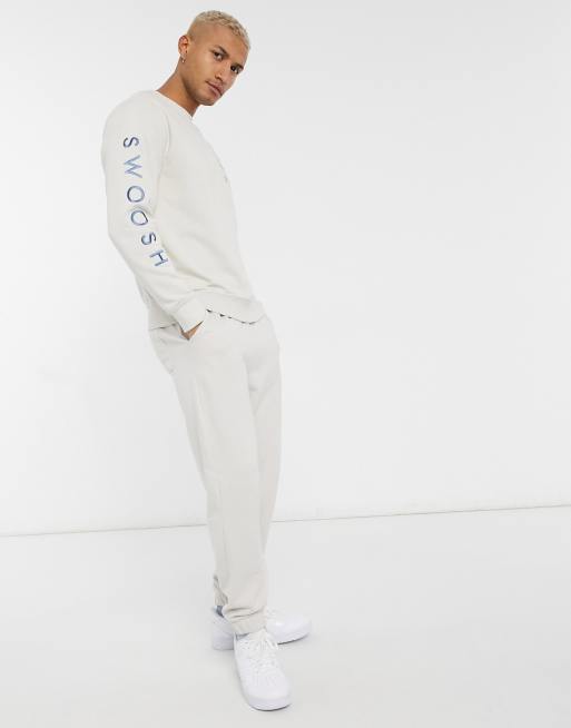 Nike Swoosh Crew Neck Sweatshirt In Off White Asos