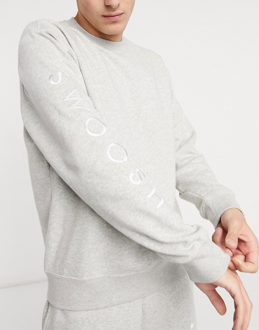 Nike Swoosh Crewneck Sweatshirt In Gray-grey