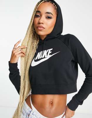 Nike swoosh crop hoodie black | ASOS