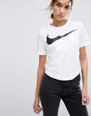 Nike Swoosh Crop Top In White | ASOS