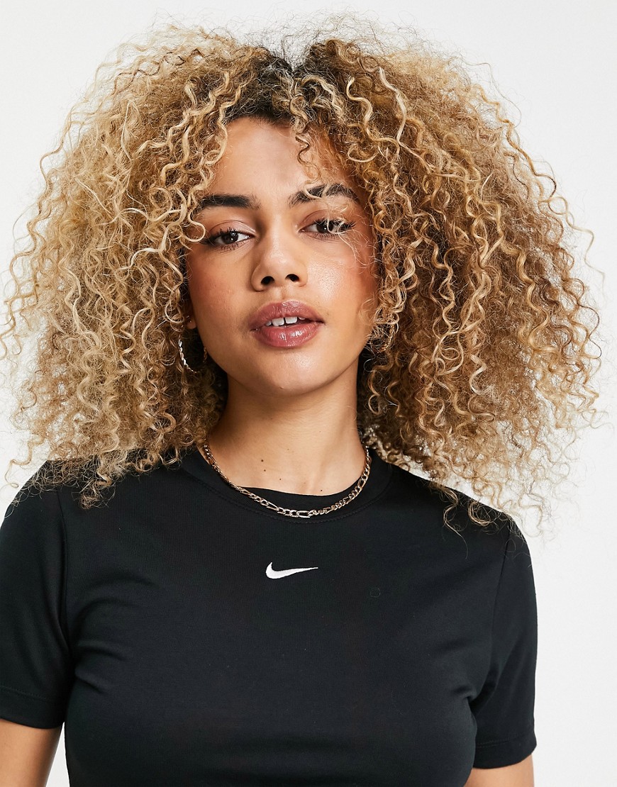 Nike Swoosh cropped slim T-shirt in black