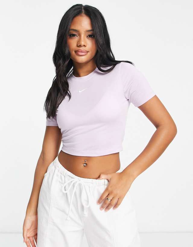 Nike Swoosh cropped slim T-shirt in pink