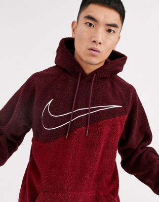 Nike Swoosh cut and sew sherpa hoodie 