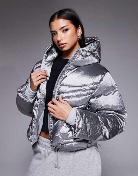 Nike Swoosh down puffer in silver - view 1
