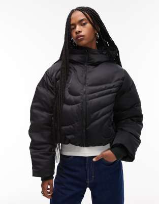 Nike Swoosh Down Puffer Jacket In Black