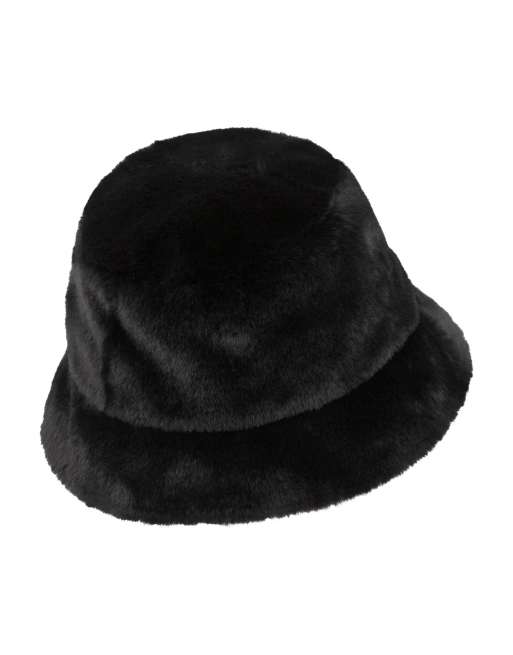 NEW Nike Swoosh Faux Fur Cozy Soft Plush Black Bucket Hat Size Medium (M) Nike Swoosh Faux Fur Bucket – ShopWSS main image 4
