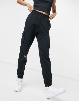 nike slim leg swoosh black joggers