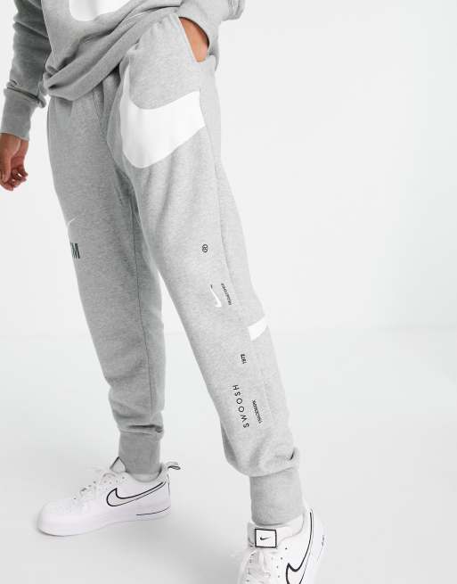 Nike Swoosh fleece joggers in grey